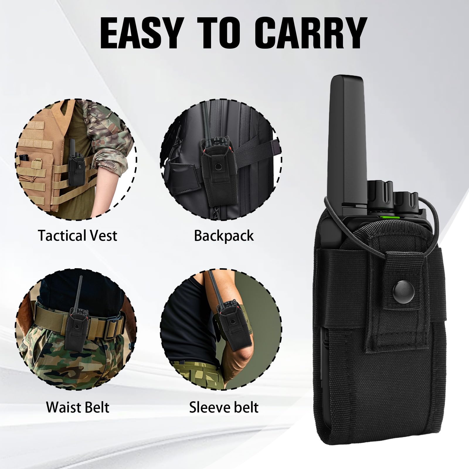 Porta Radio Cinturone Custodia Walkie Talkie Tattica Fondina Multifunzionale