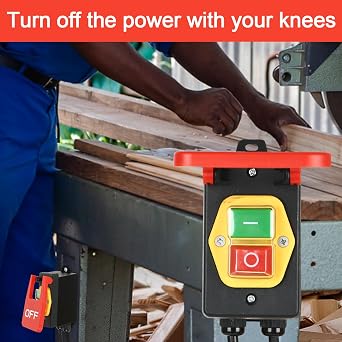 220V Single Phase On/Off Switch,Industrial On Off Push Button Switch with Large Stop Sign Paddle Switch for Quick Power Off for Table Saws and Other Electrical Equipment