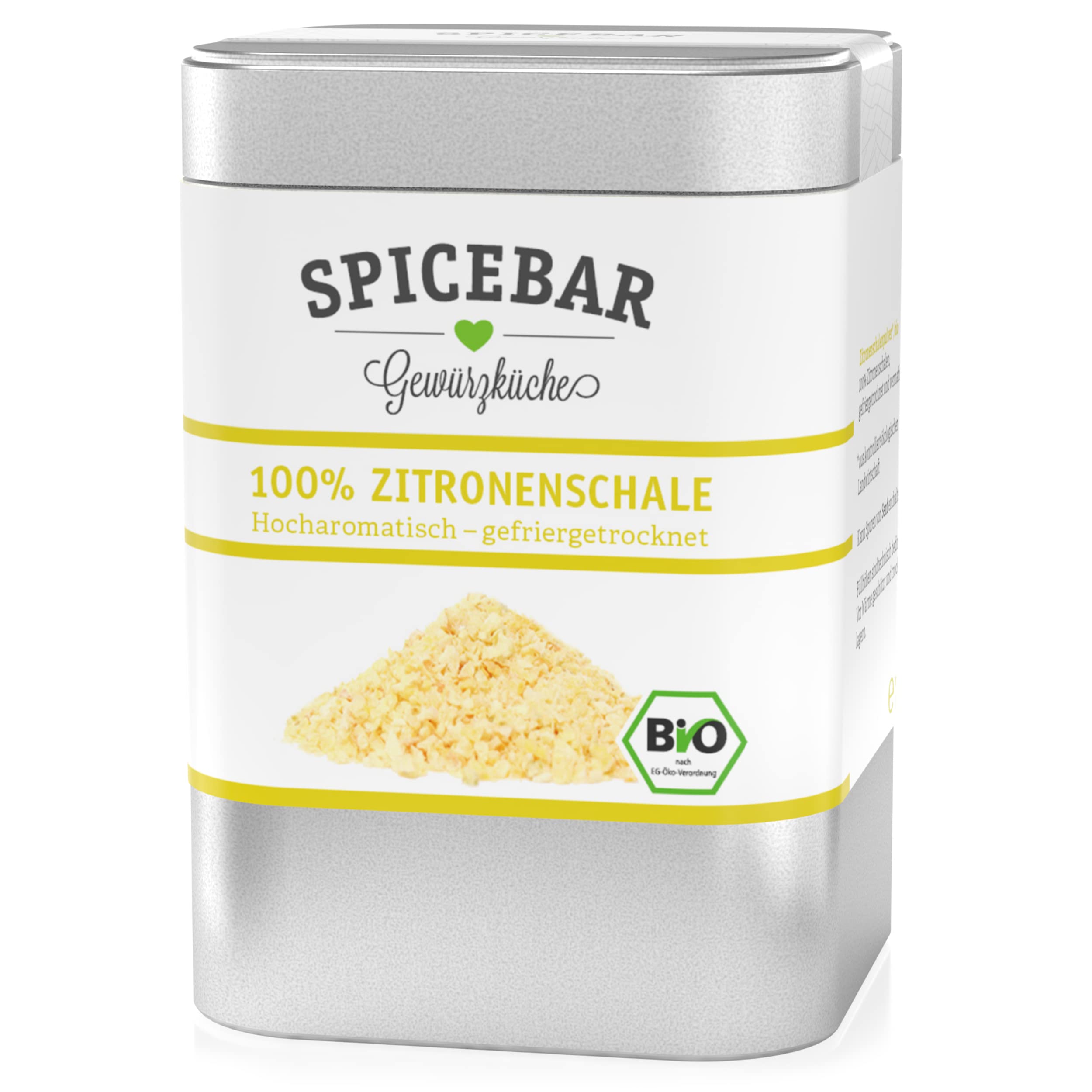 Spicebar Zitronenschale Pulver Bio - 70 Gramm - Fruchtpulver gefriergetrocknet aus 100% BIO Zitronenschale - ideal für Porridges, Smoothies, zum Backen oder als Topping für Quarkspeisen