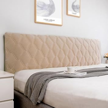 Velvet Bed Headboard Cover for Full Queen Cal King Size,Quilted Bed Headboard Slipcover Thicken Dustproof Headboard Padding Protector CoverChampagne,100cm39"