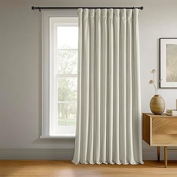 HPD Half Price Drapes Signature Velvet Thermal Blackout Curtains for Living Room 120 Inch Long (1 Panel) Rod Pocket Insulated Blackout Curtains for Bedroom Window Curtains, 100W x 120L, Primary White