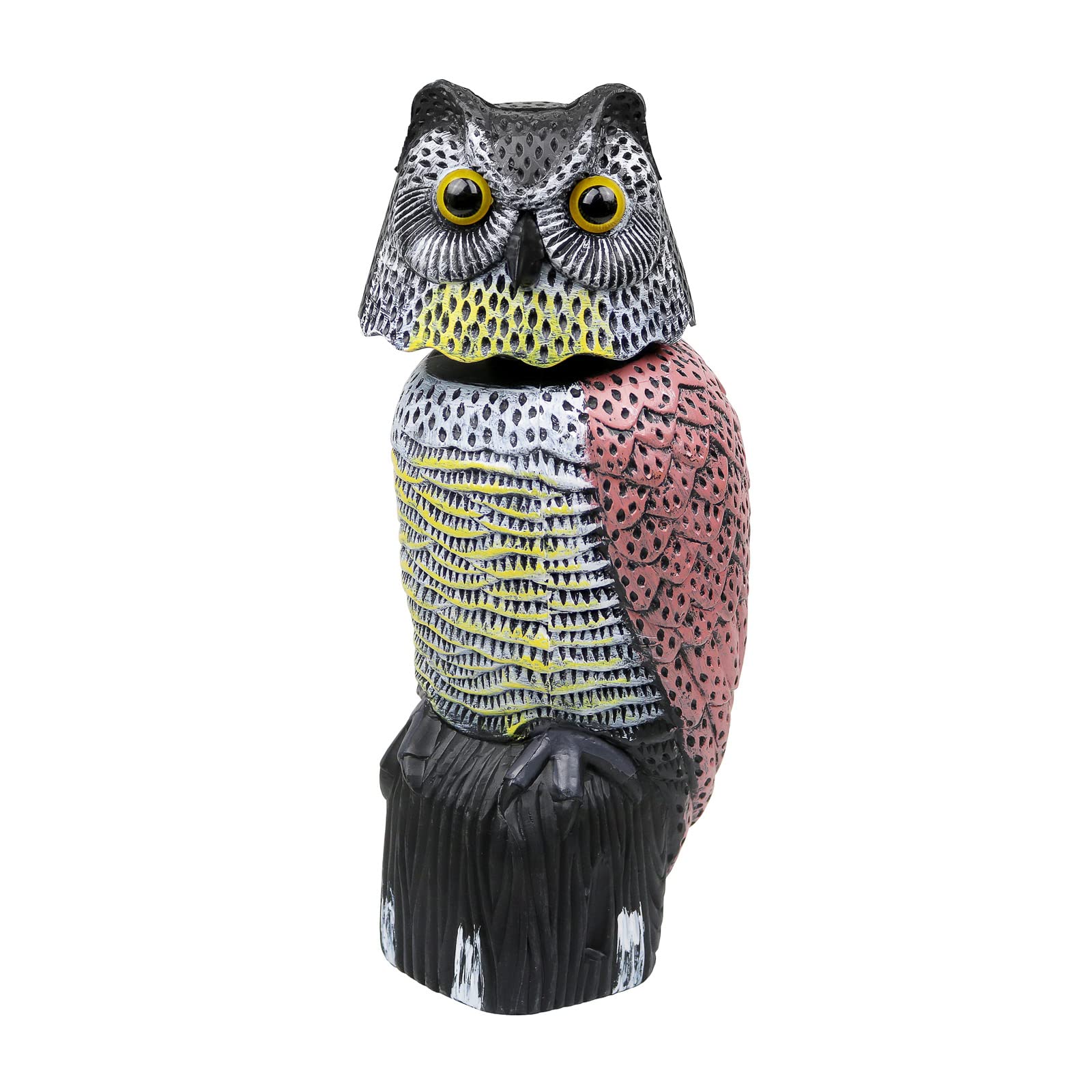 Galashield Owl Decoy to Scare Birds Away Scarecrow Fake Owl with Rotating Head 12 inch Tall