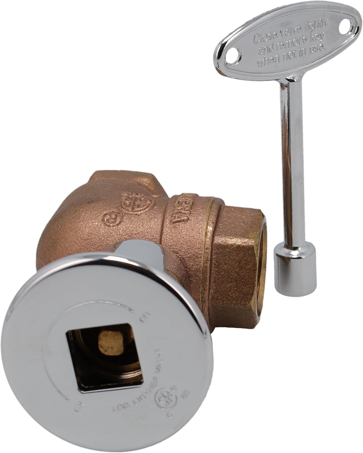 Supplying Demand BVL-3LK-CP Fireplace Fire Pit | 3/4" IPS Angle Log Lighter Ball Valve with Chrome Plated Cover and Key