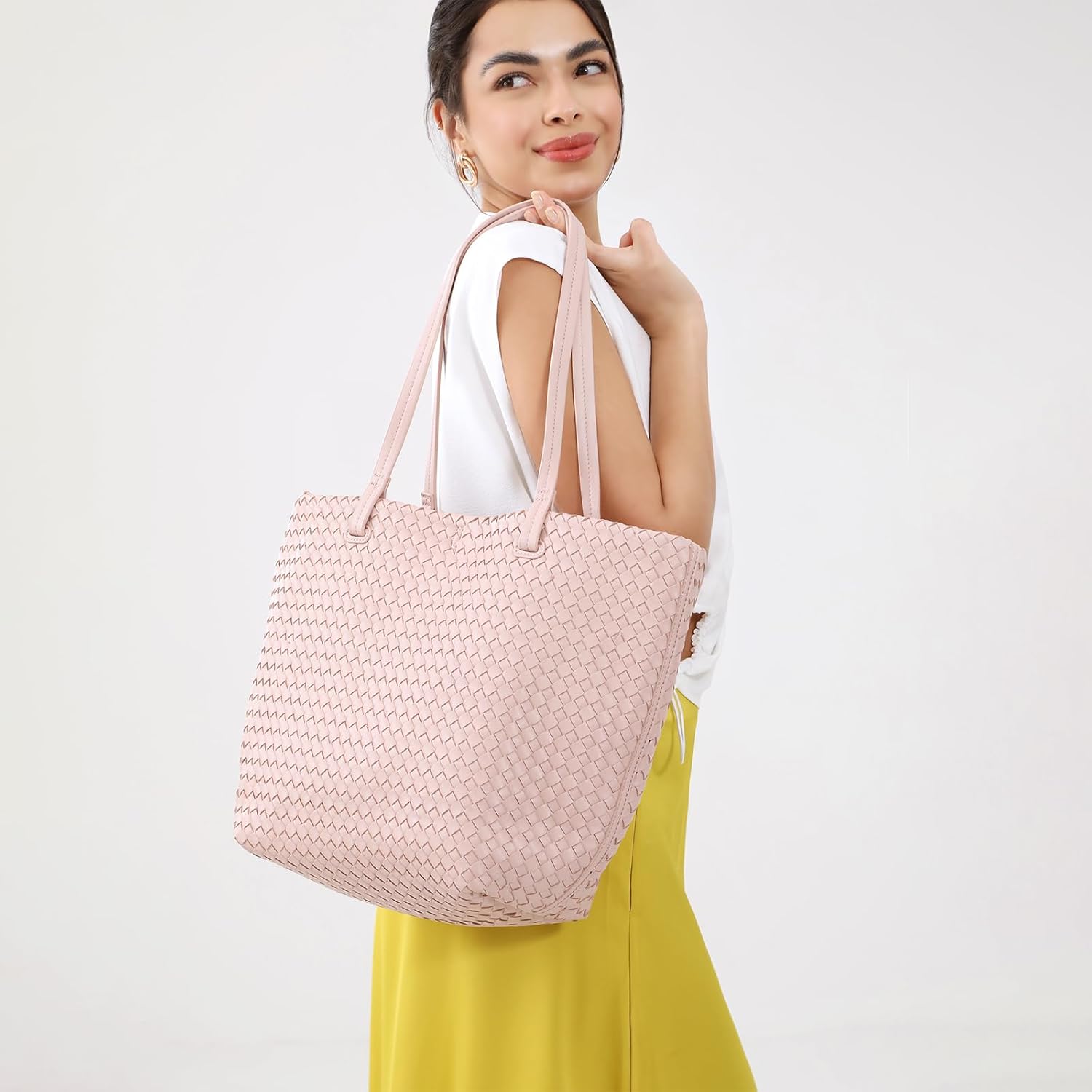 Woven Tote Bag Womens Purse Vegan Leather Shoulder Handbags Fashion Summer Beach Totes Bags