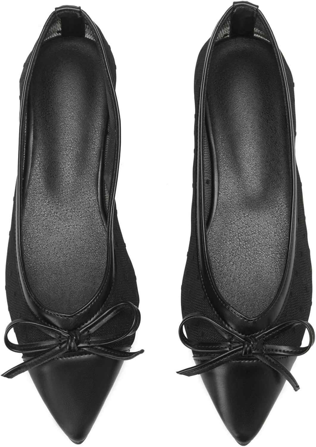 Women's Pointed Toe Ballet Flats with Bow Elegant Slip On Dressy Flats Comfortable Casual Shoes for Daily/Office