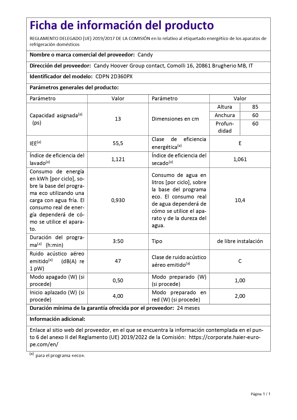 Candy Brava CDPN 2D360PX, Lavavajillas 60 CM, 13 Servicios, Digital, Wi-Fi, Alexa y Google Home, 9 Ciclos, Zoom 39', 47DB, Tripe Filtro Autolimpiante, Indicador Tiempo, Inicio Diferido, Inox