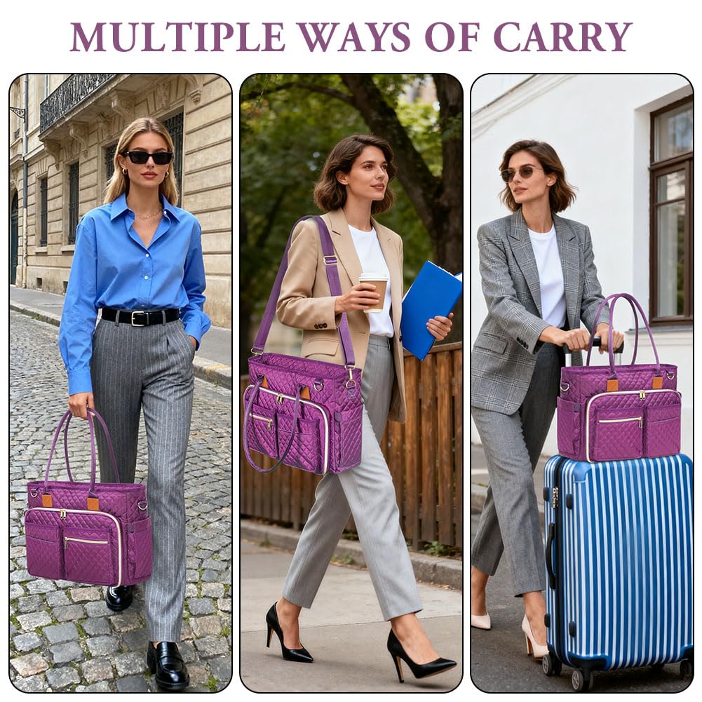 Bolsa de Profesora, Grande Bolso Portatil Mujer, Bolsa para Portátil Mujer con Compartimentos Aislantes, Resistente al Agua para Trabajo Negocios Escuela