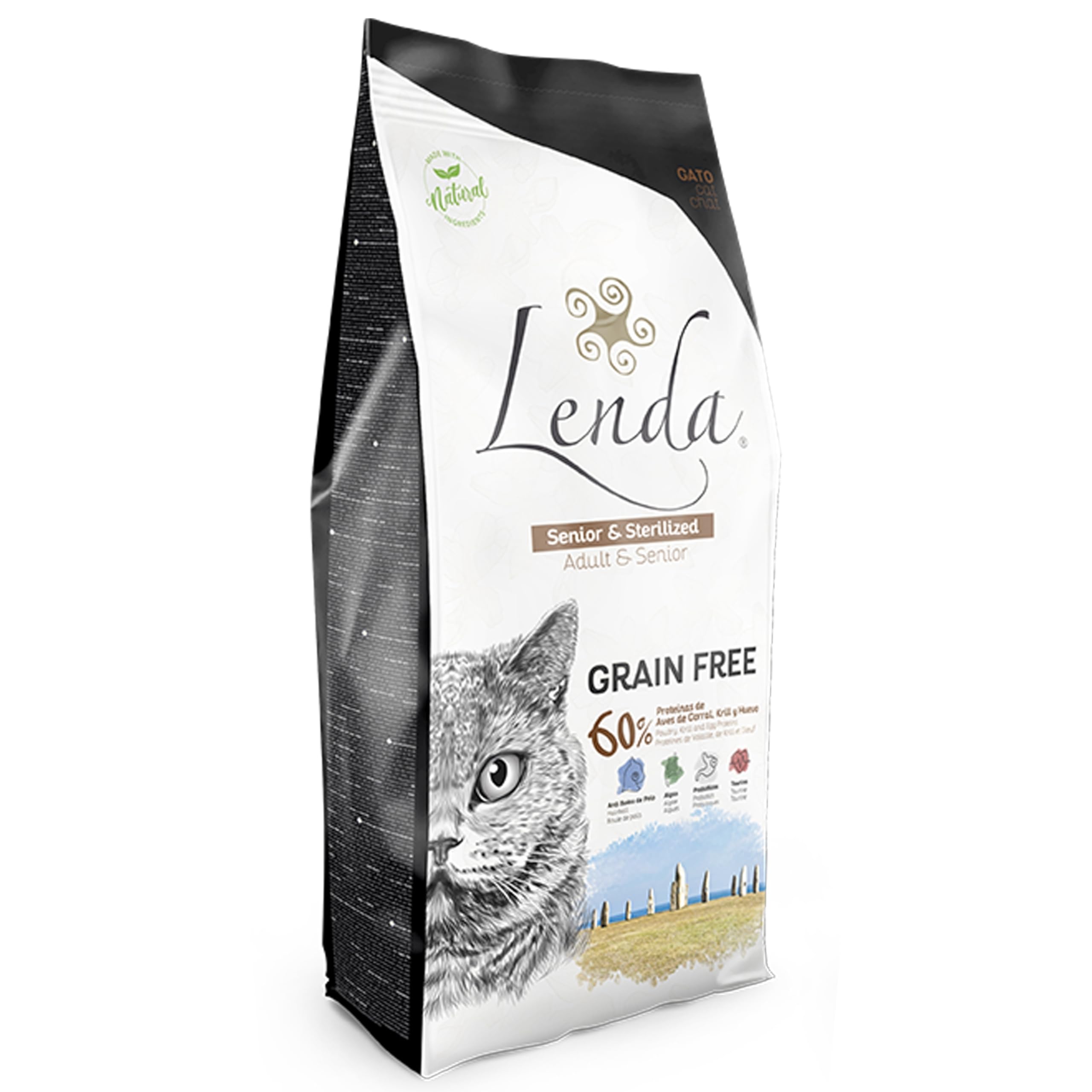 Lenda Gato Senior Urinary & Sterilized 2Kg - Pienso para Gatos Mayores con Problemas Urinarios | Comida para Gatos Senior Esterilizados | Pienso Gatos con Sobrepeso | Natural y SIN Cereales