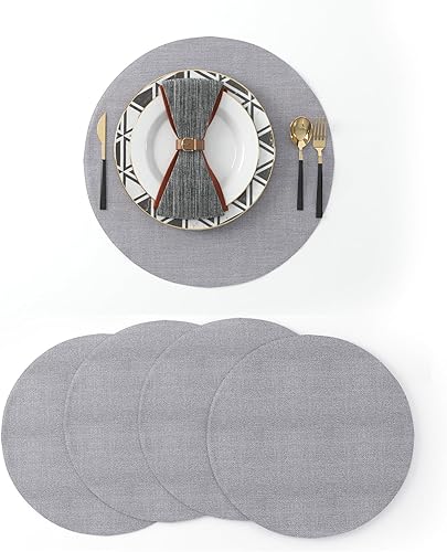 Miniatura 63 de Juego de 4 manteles individuales de lino suave hechos a mano resistentes al calor, manteles individuales para mesa de comedor, manteles individuales