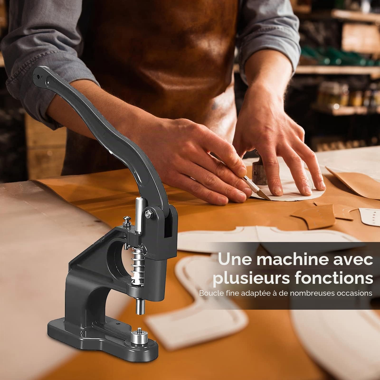 Machine à œillets, Pince à œillets, Professionnelle Pince à Oeillet Cuir Pince a Rivet Couture, Presse-œillet à Main avec 3 moules 3000 œillets(6/10/12mm) pour Baches, Tissus, Bannières, DIY Décor