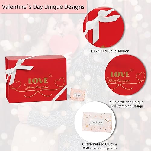 Miniatura 4 de CHARMGIFTBOX Caja de regalo grande con tapas para regalos cajas de regalo plegables rojas de 87 x 67 x 4 pulgadas con cinta de cierre magnético y