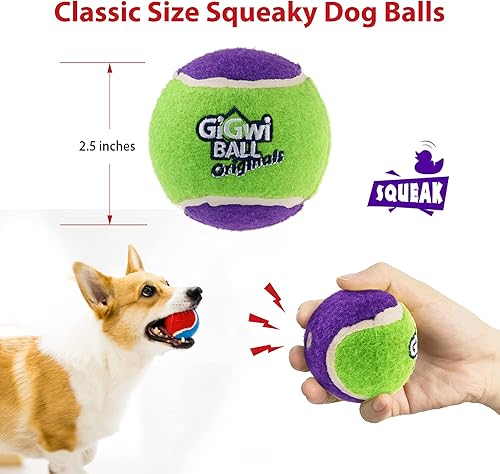 Miniatura 2 de GiGwi Pelotas de tenis para perros, pelotas de tenis para perros chirriantes para ejercicio, pelotas de perro con gran capacidad de rebote de