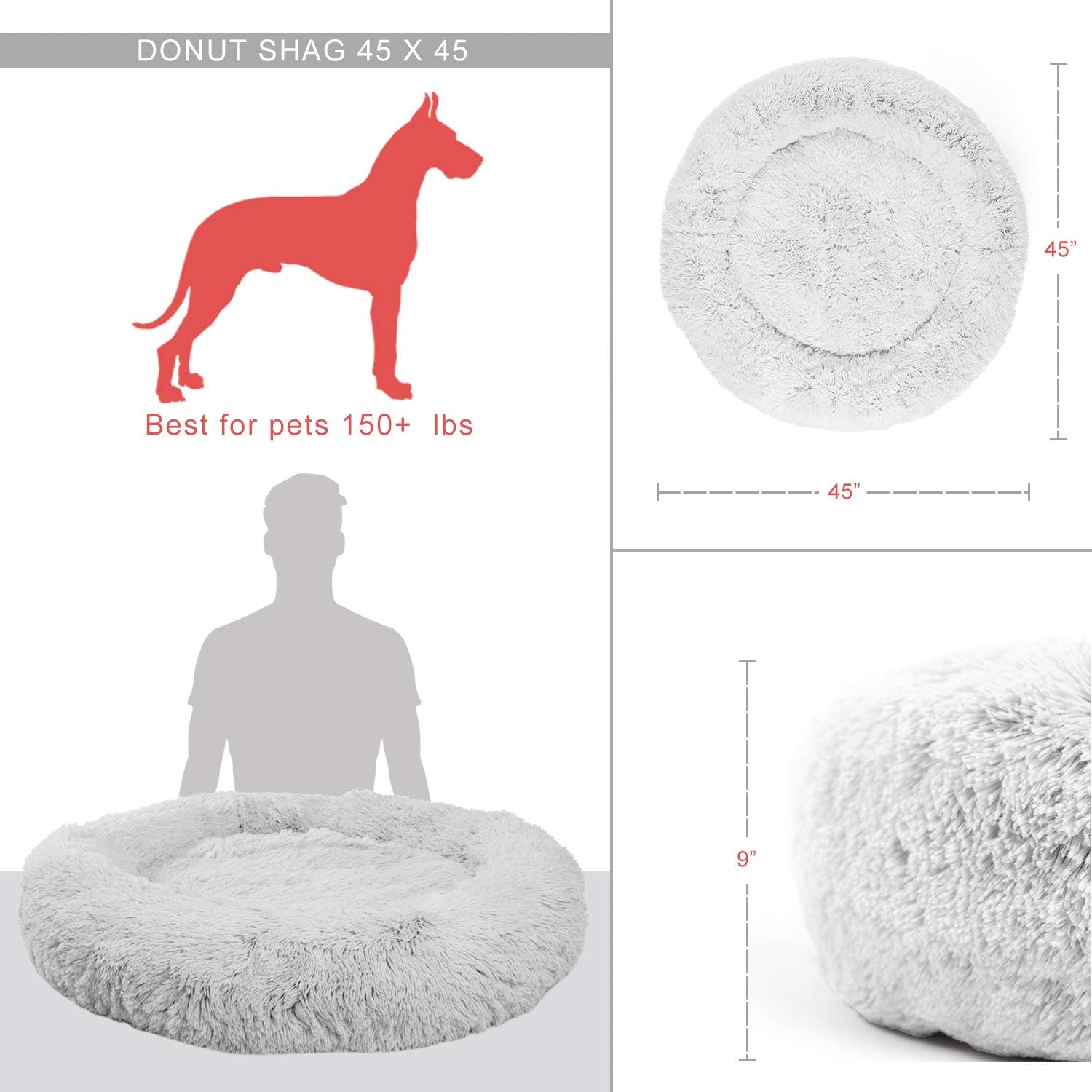 review Best Friends by Sheri Bundle Set The Original Calming Shag Donut Cuddler Cat and Dog Bed + Pet Throw Blanket Frost Extra Large 45