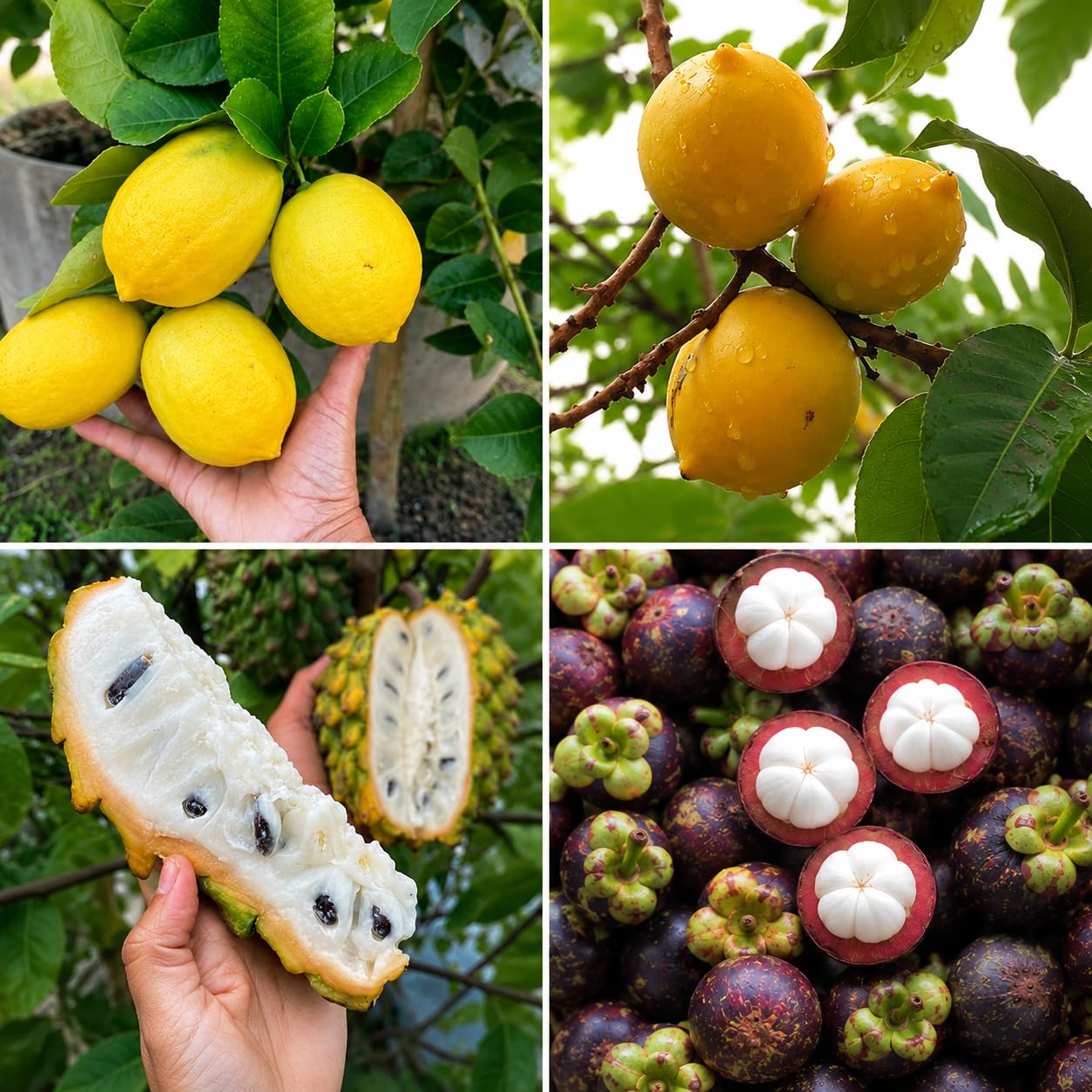Tropical Fruit Plants Combo Pack (Abiu, Mangosteen, Seedless Lemon, Rollinia) Exotic Fruit Tree Collection Healthy Seedling Plants for Home Garden, 1 Plants Each-image-17
