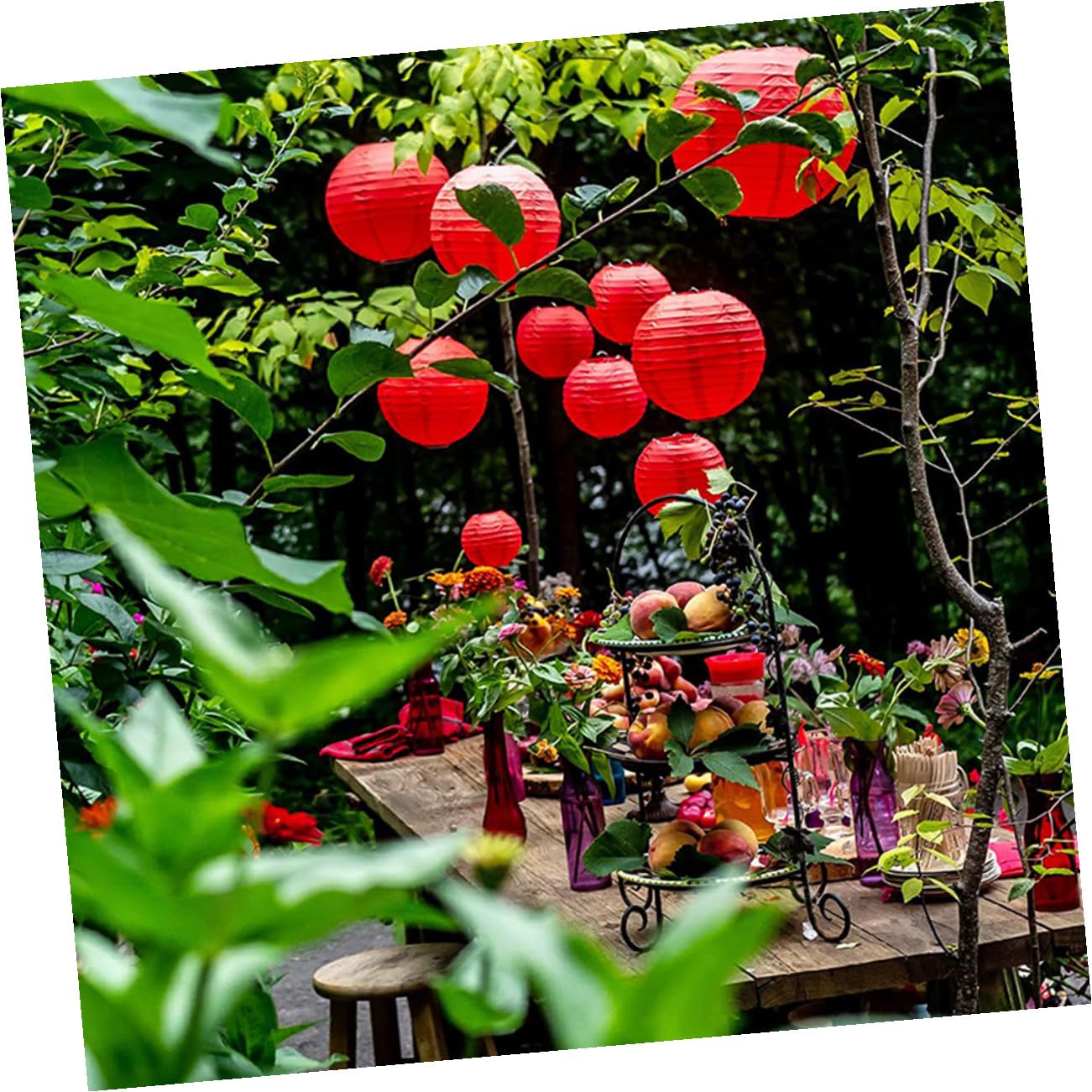 Faroles de Papel Colgantes Rojos 25 Piezas para Decoración de Fiesta, Cumpleaños, Boda y Jardín, Linternas de Papel Plegables Redondas para Ambiente Exterior y Eventos