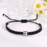Vista 92 de Initial Bracelets for Couples Women Men Initial Charm Handmade Rope Braided Letter Bracelet for Teens Adjustable Jewelry Father's Day Gifts for Him