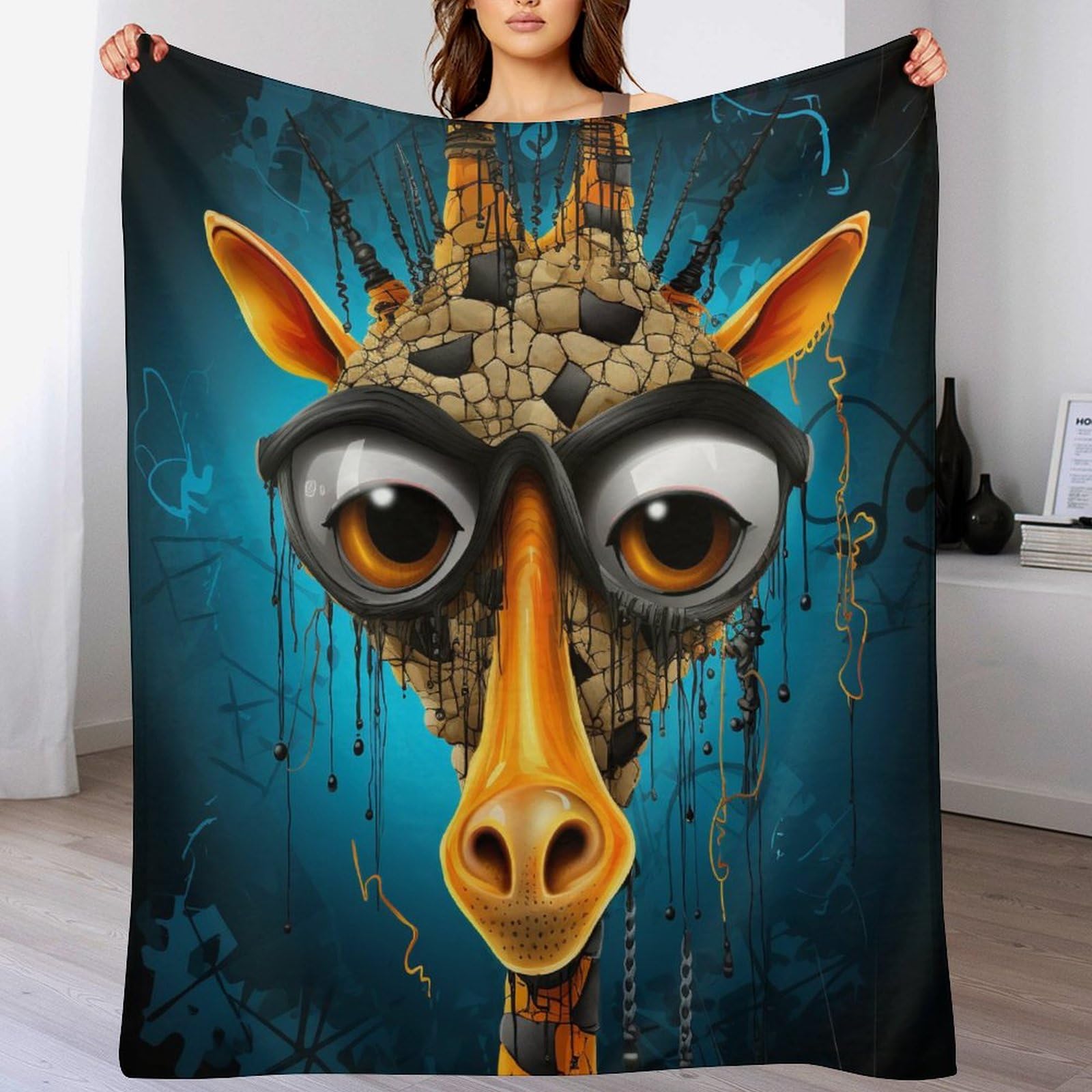 Manta de franela de jirafa de 100x130 cm para sofa y cama infantil