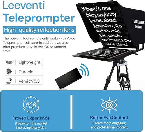 Miniatura 2 de Teleprompter 5.0  Incluye práctico control remoto de pie  Perfectamente compatible con tabletas, teléfonos inteligentes, cámaras de fotos y video