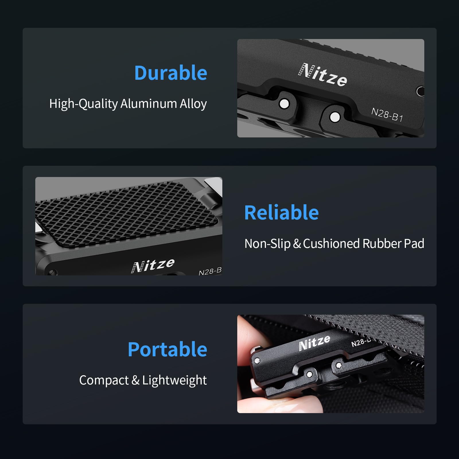 Nitze Supports Adaptateur Magnétiques à Dégagement Rapide pour DJI Osmo Action 5 Pro/4/3/Osmo 360, Adaptateur Magnétique avec Griffes Repliables pour Trépieds & Accessoires de Caméra d'Action - N28-B1