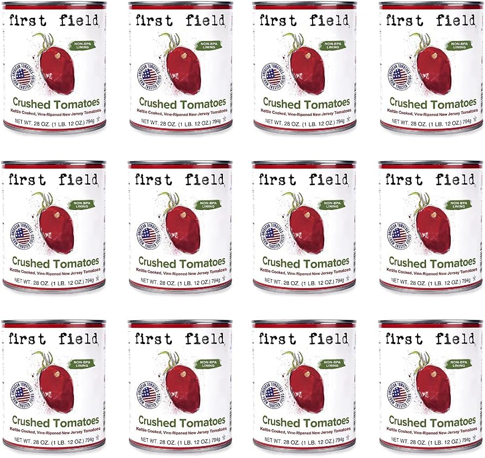 First FieldCrushed Tomatoes 100% Jersey Fresh Tomatoes by the NJDA Gluten Free 28 oz Pack of 12