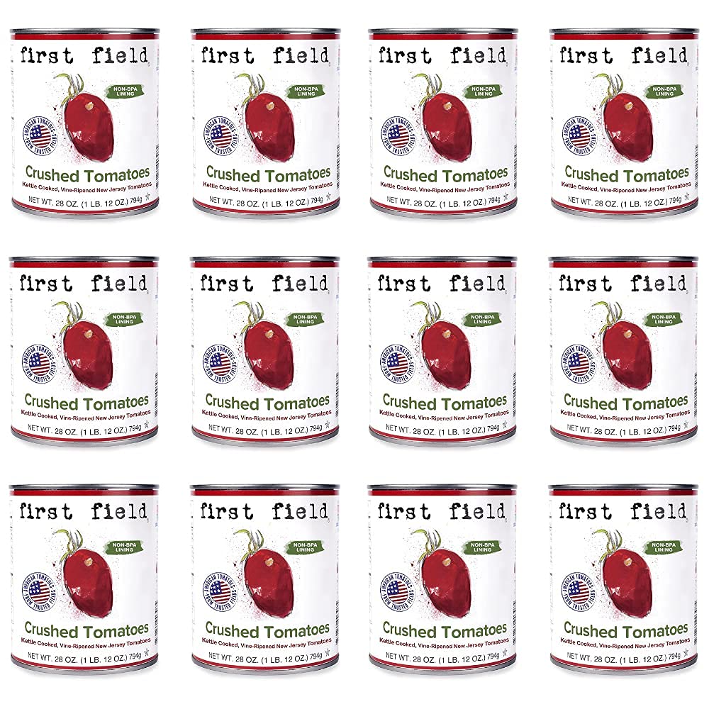 First FieldCrushed Tomatoes 100% Jersey Fresh Tomatoes by the NJDA Gluten Free 28 oz Pack of 12