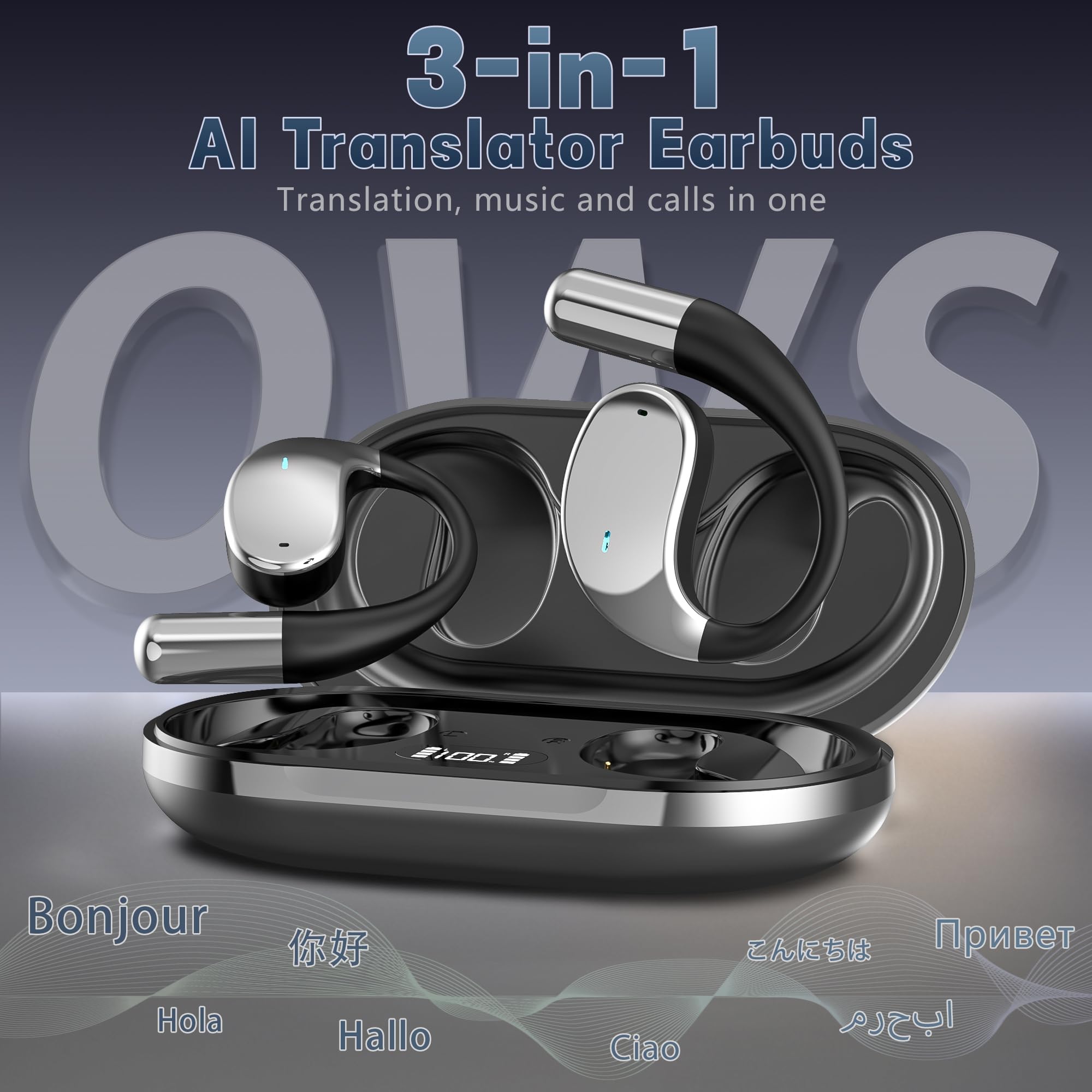 Ecouteur Traducteur AI Écouteur Traducteur Instantané, 144 Langues Traducteur En Temps Réel, 2025 New Casque De Traducteur Vocal Instantané
