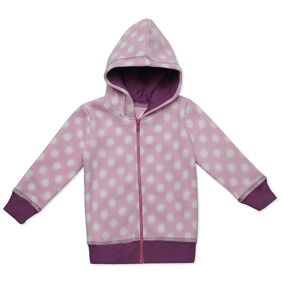 Nino Bambino Anti-Pill Polyester Recycled Polar Fleece Full Sleeve High Neck Polka Dotted Zipper Hoodie for Unisex ( Baby Boys and Girls)