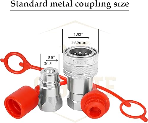 Miniatura 16 de Signite - Juego de 2 tapones de polvo macho y hembra para acoplador hidráulico, 1/2, ISO A hidráulico de desconexión rápida, accesorios de enchufe