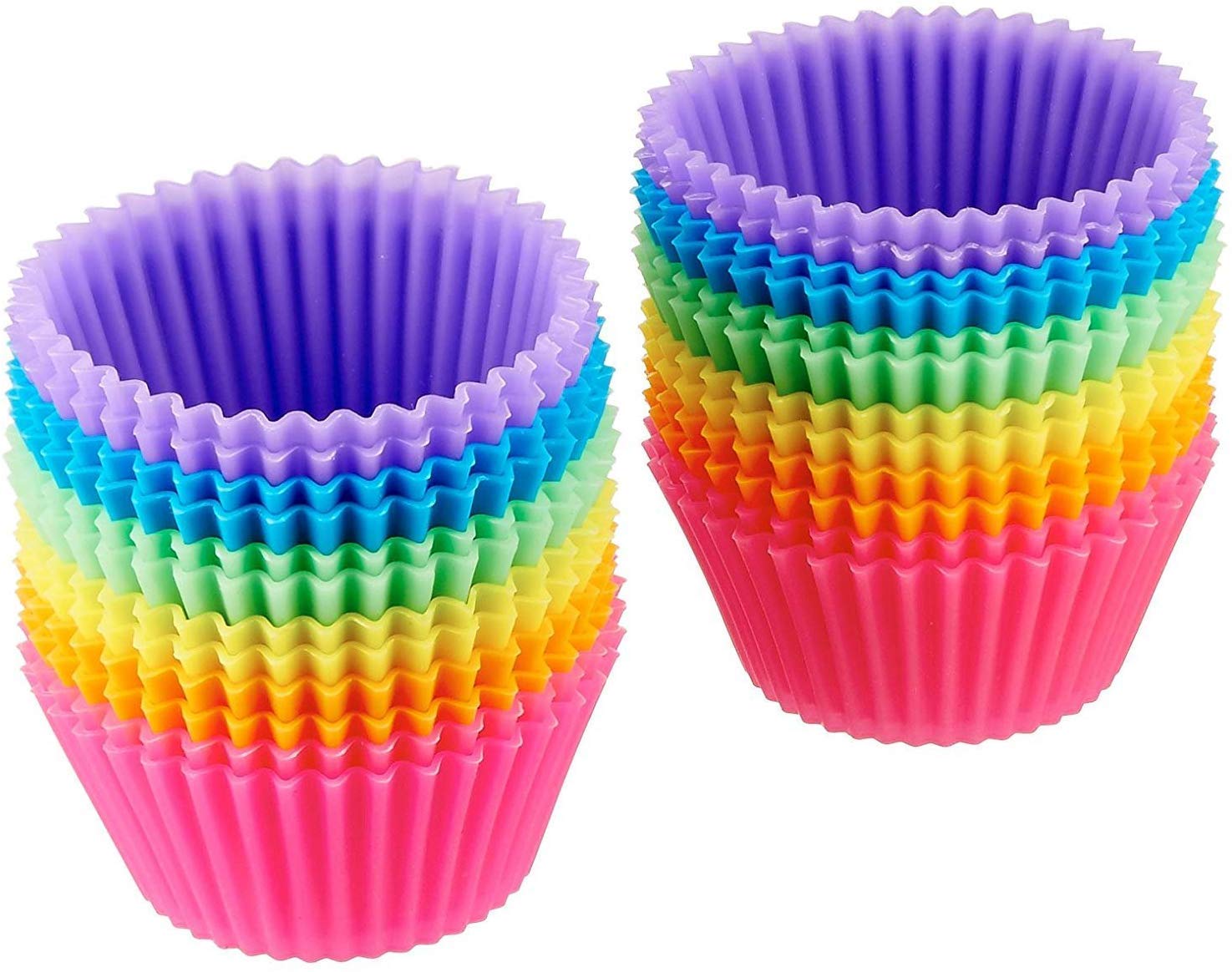 BluBasket Silicon Round Muffin, Cup Cake an Jelly Moulds, Multicolour - Set of 12