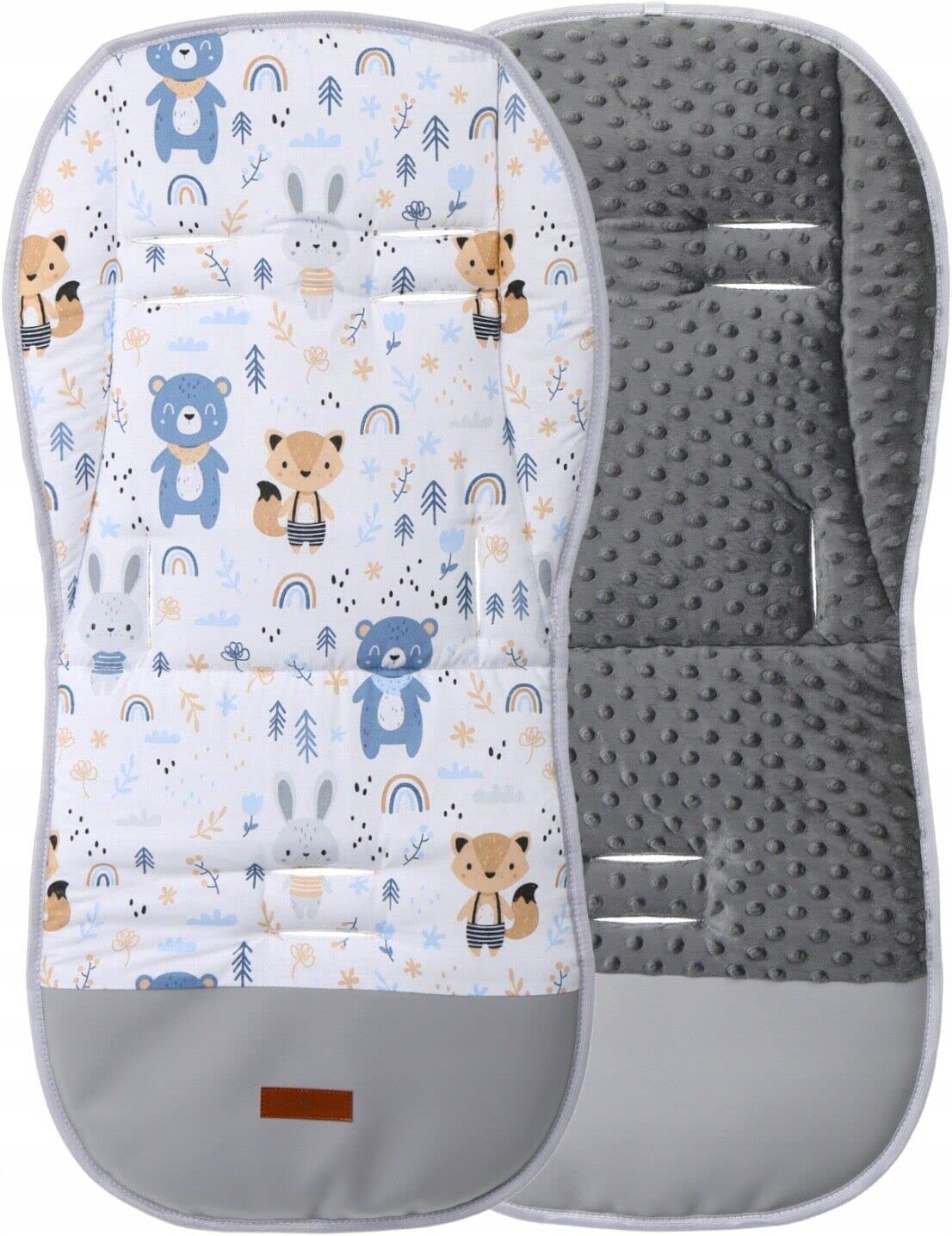 Universal Double Sided Pram Seat Liner Pushchair Buggy Graphite/Forest Friends