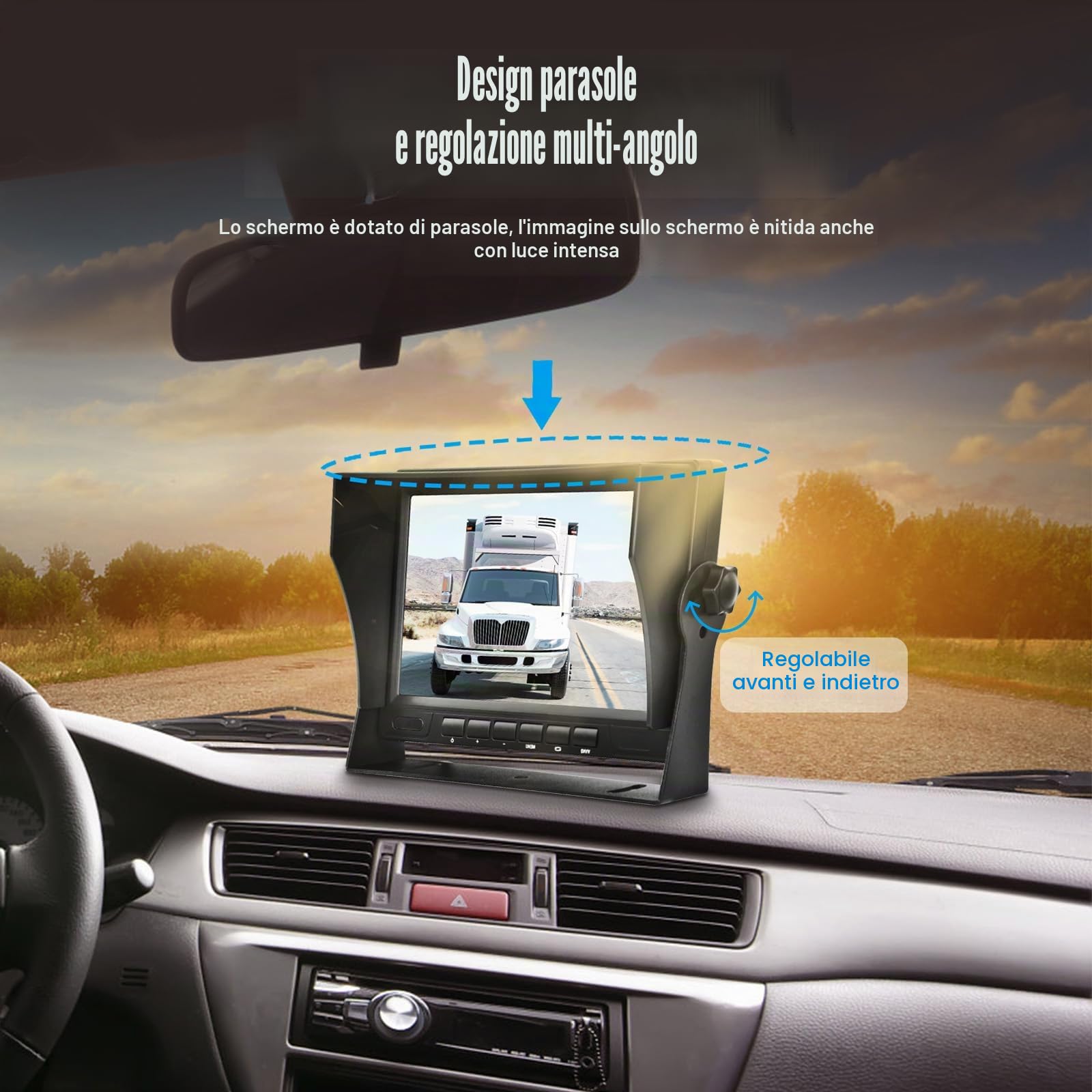 Telecamera di Retromarcia con 7 Pollici di Monitor, AHD Grandangolo Impermeabile Visione Notturna Targa con Cavo 15m per Auto/Camion/Auto/Pickup/SUV/Furgone/Camper 12-24V