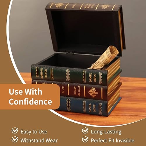Miniatura 8 de Caja de almacenamiento de madera de libros falsos, caja de libros falsos, cajas decorativas de almacenamiento ocultas, antiguas para decoración