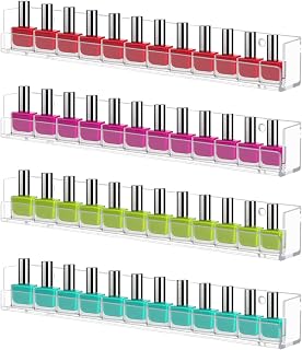 4 Pack Nail Polish Rack Wall Mounted Shelf, Clear Acrylic Nail Polish Organizer Display,Clear Nail Polish Wall Rack Nail Supplies for Nail Techs