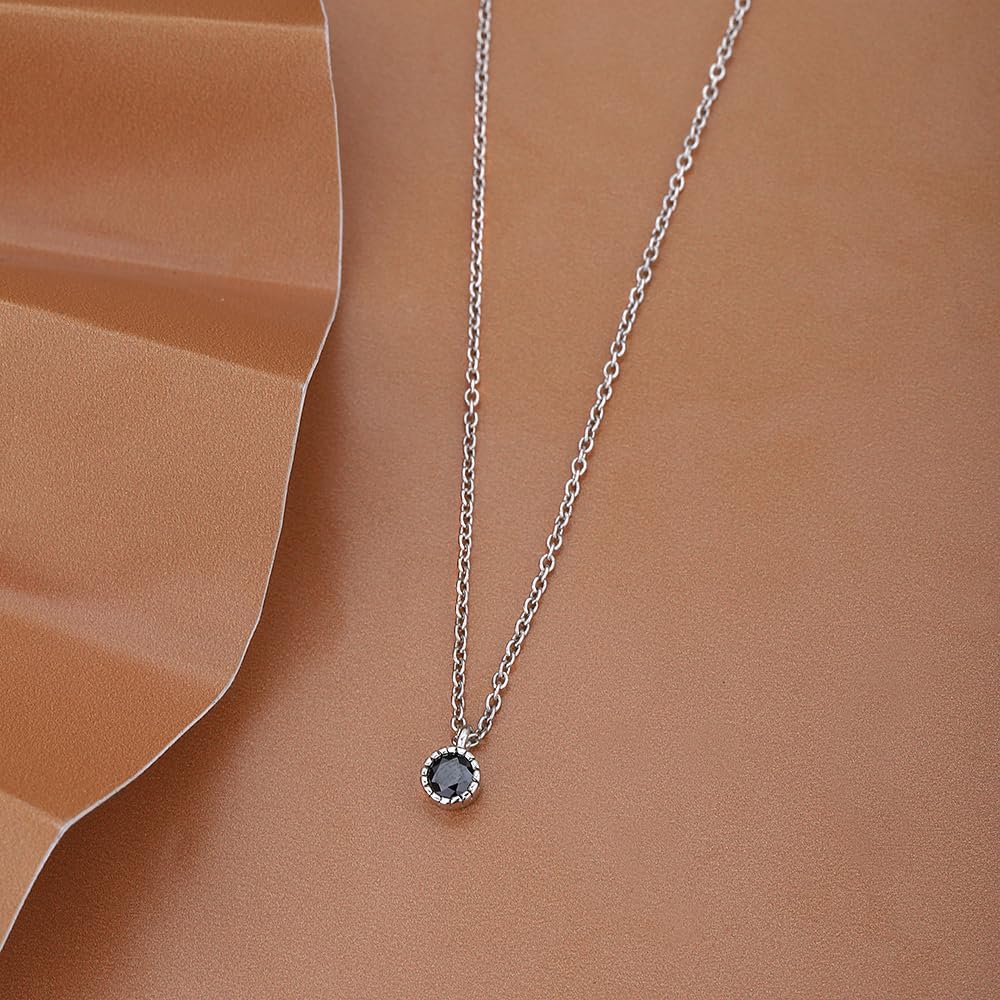 Vanbelle Sterling Silver Jewelry - Rhodium Plated with 925 Stamp - Tiny Round Pendant Necklace with Cubic Zirconia stone - Elegant Handcrafted Necklace for Women - 16" Long + 2" Extender - Image 7