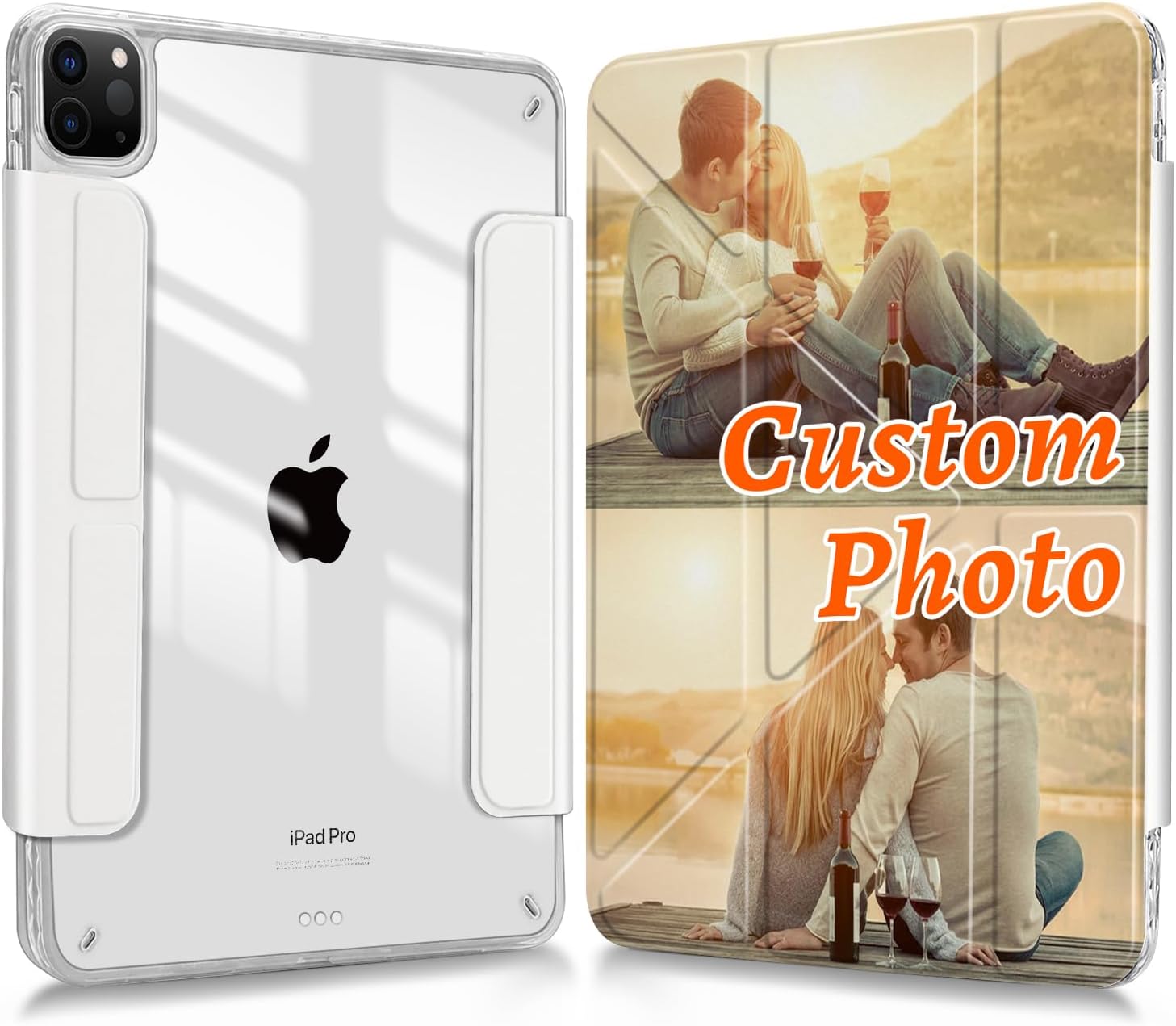 Custom Photo Leather Case Compatible with iPad Pro 5th Generation 12.9 inch 2021 Model Code:A2378/A2379/A2461/A2462 iPad Customized Picture Personalized Image Trifold Stand Auto Wake/Sleep Cover