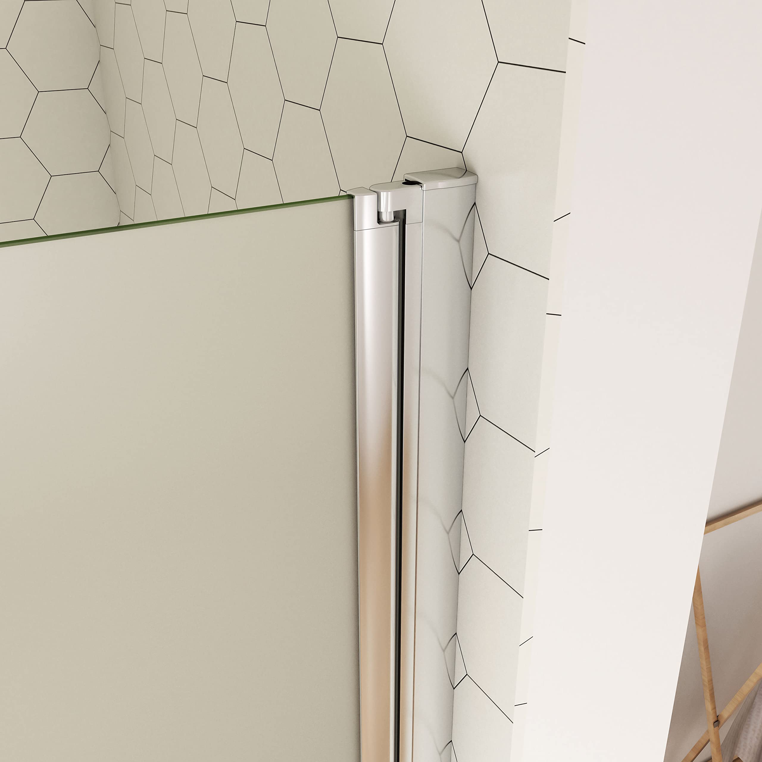 80x195cm Mampara de ducha frontal abatible dos hojas, 6mm cristal opaco templado antical, marco de aluminio cromado