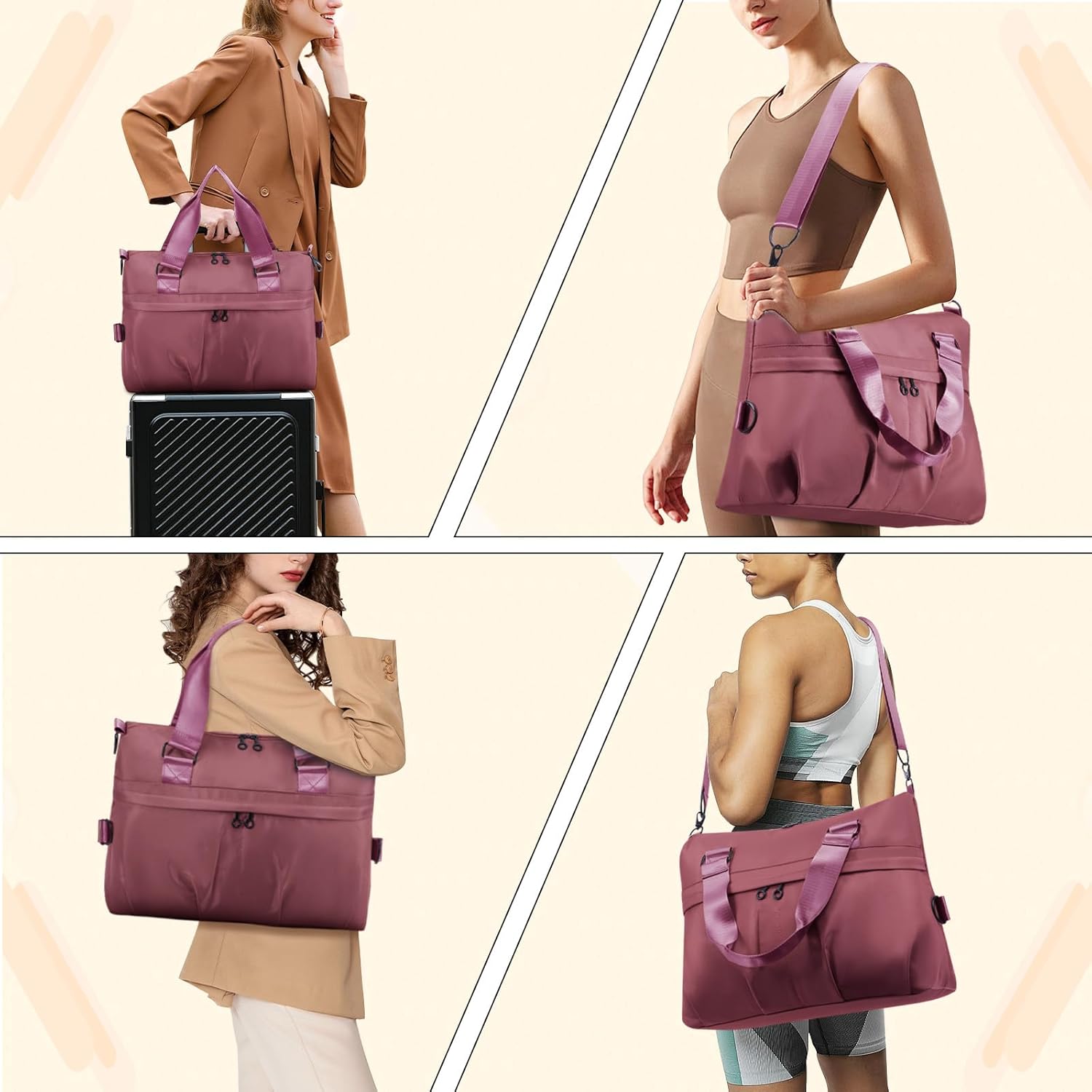 HUA ANGEL Women's Sports Duffle Bag Waterproof Travel Gym Bag with Multi-Pocket for Fitness Yoga Work Weekend Business Trips - Image 6