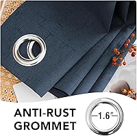 Vista 384 de H.VERSAILTEX Cortinas 100% opacas con aislamiento térmico, texturizadas, de lino, con bloqueo completo de calor y luz, para sala de estar y Negro