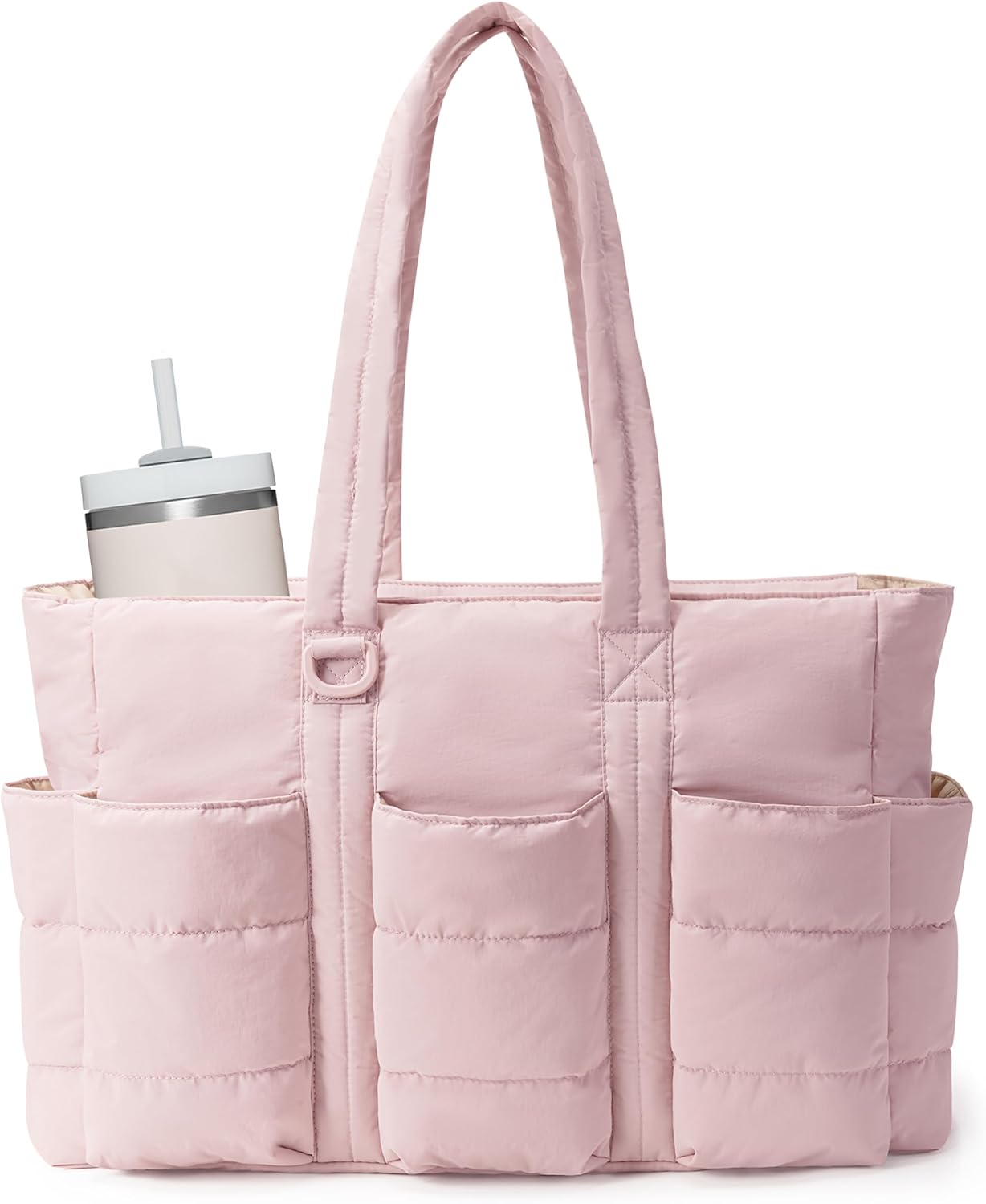 Fasrom Puffer Nurse Tote Bag for Work, Lightweight Nursing Bags with Multi-Pockets, Quilted Clinical Tote for Women Nurses