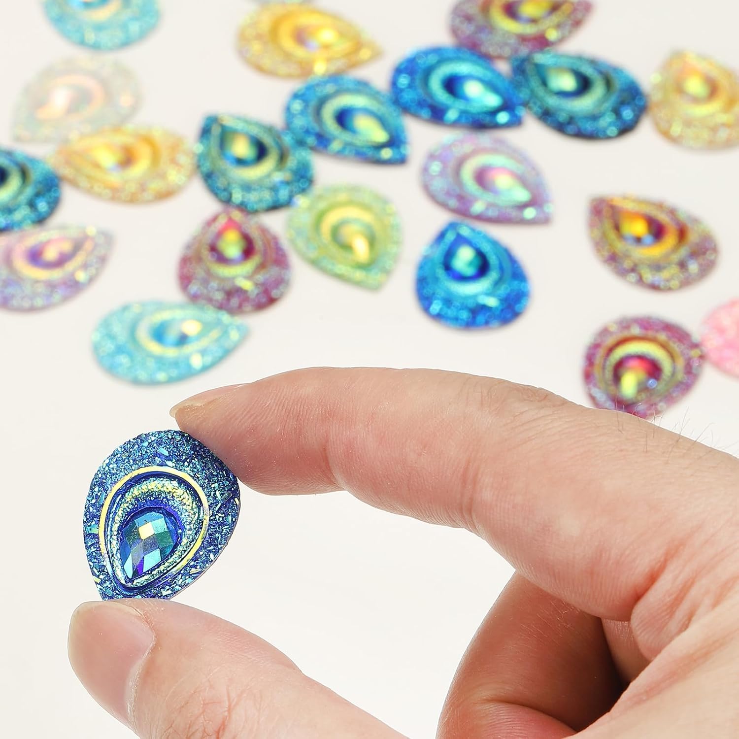 PATIKIL Horse Eye Rhinestones, 18x25mm 30 Pcs Tear Drop Sew on Rhinestones Peacock Eye Flatback Water Resin Gems for DIY Crafting Decor Clothe Shoes Bags Dress, Light Pink - Image 4