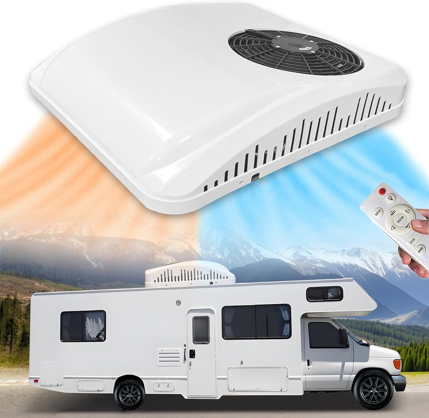 8000BTU RV Air Conditioner with Heat - Universal Rooftop AC Unit, 2-in-1 Heating & Cooling for Camper, Truck, Boat, Caravan, Quiet 12V A/C System