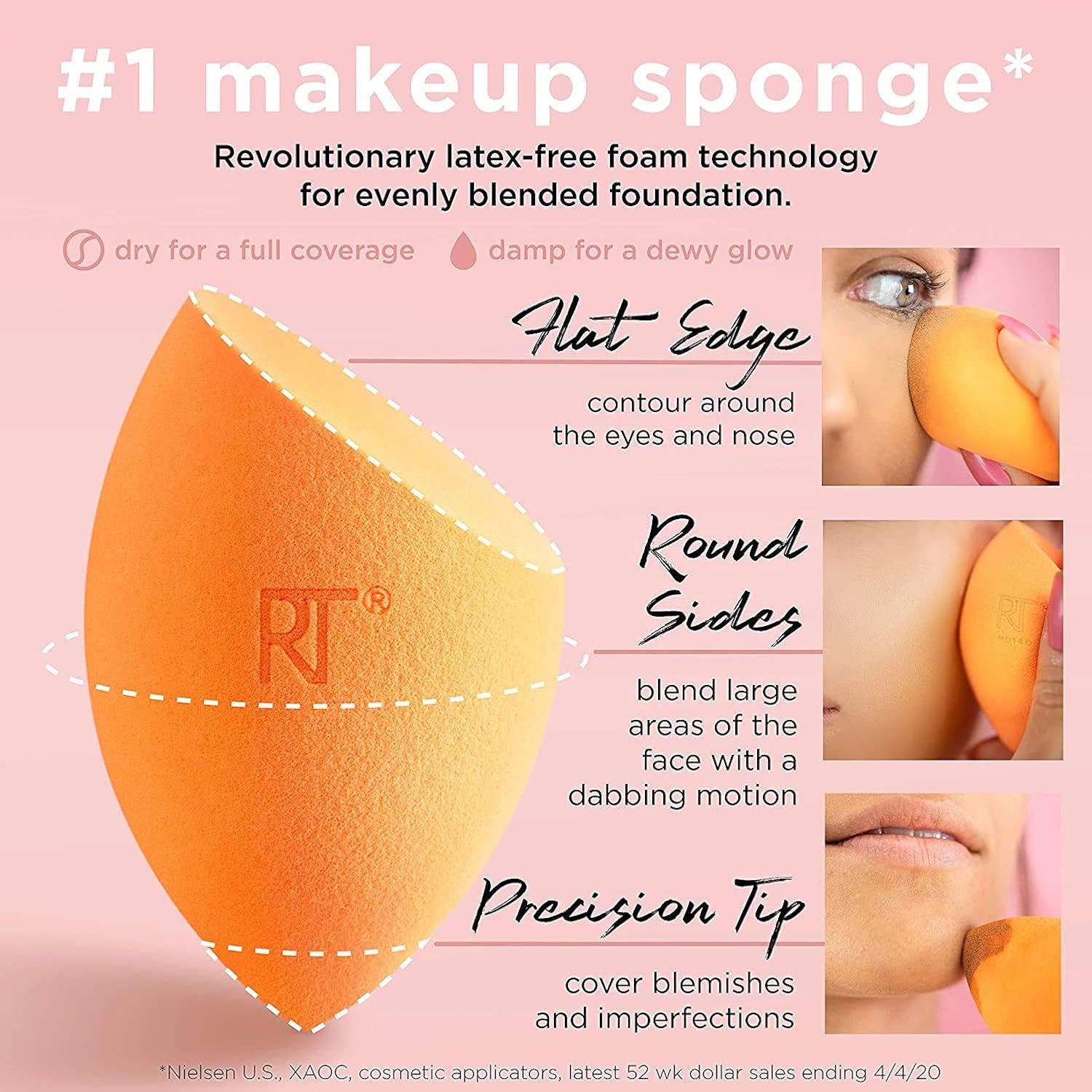 Real Techniques Poppin' Perfection Makeup Brush Set with Makeup Blender Beauty Sponges and Compact Makeup Mirror, Set of 6