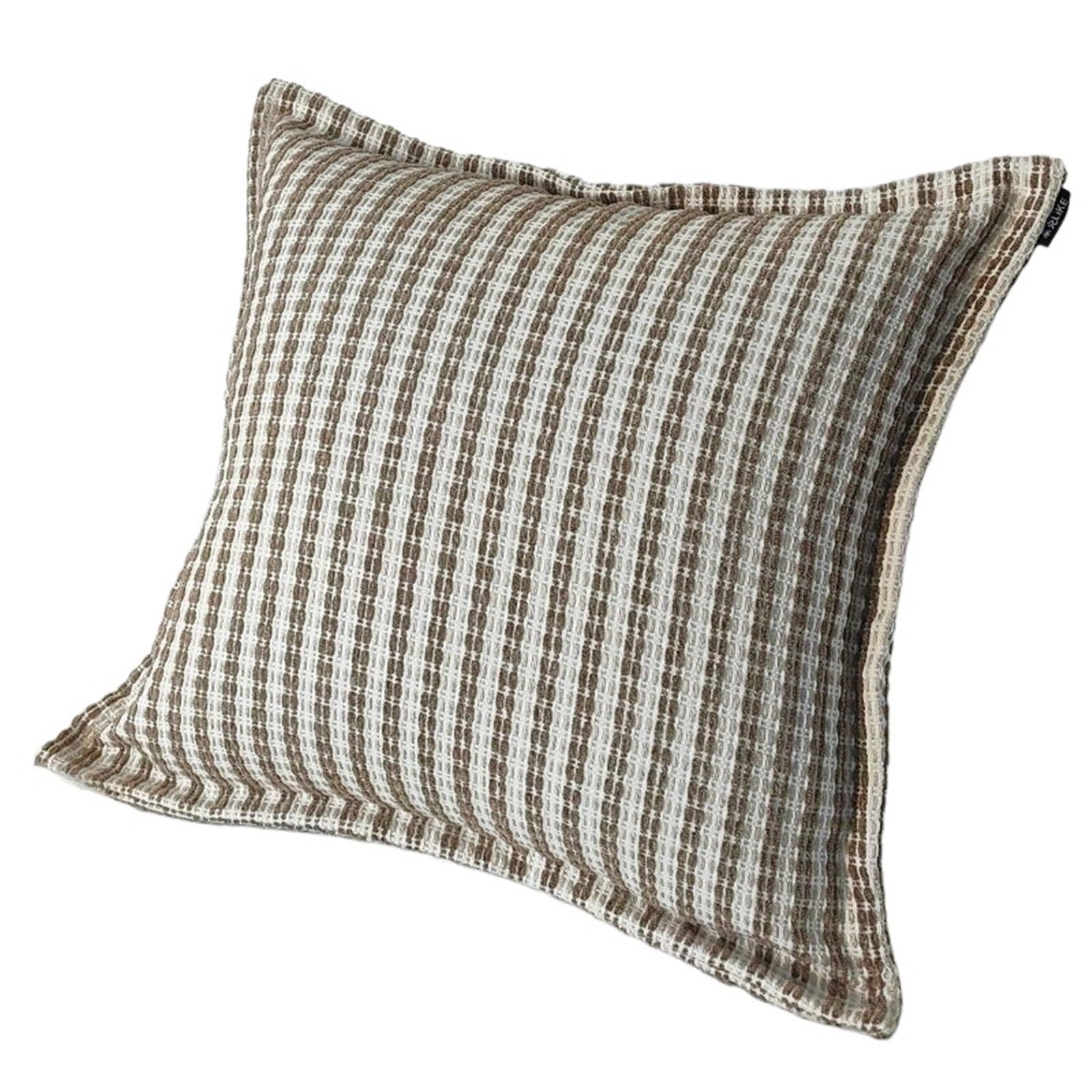 Pillow Cases Modern Retro Oat Brown Striped Jacquard Cushion Cover Texture Pillow Covers Decorative Luxury Home Decor Case(C-45X45CM)