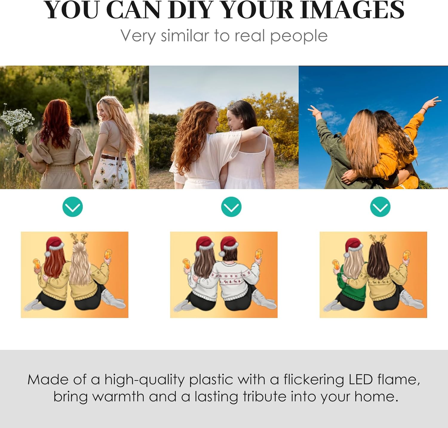Our Friendship is Endless Custom Candles for Sister Personalized Best Friend 3D Led Flameless Pillar Funny Candles for Women Friends Unbiological Sister Gifts for Birthday Christmas