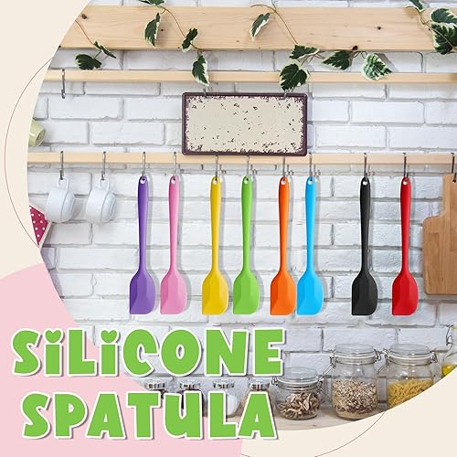 Miniatura 6 de Hsei 54 espátulas de silicona de 8.1 pulgadas, espátula de goma resistente al calor, antiadherente, flexible, herramienta de mezcla para hornear con