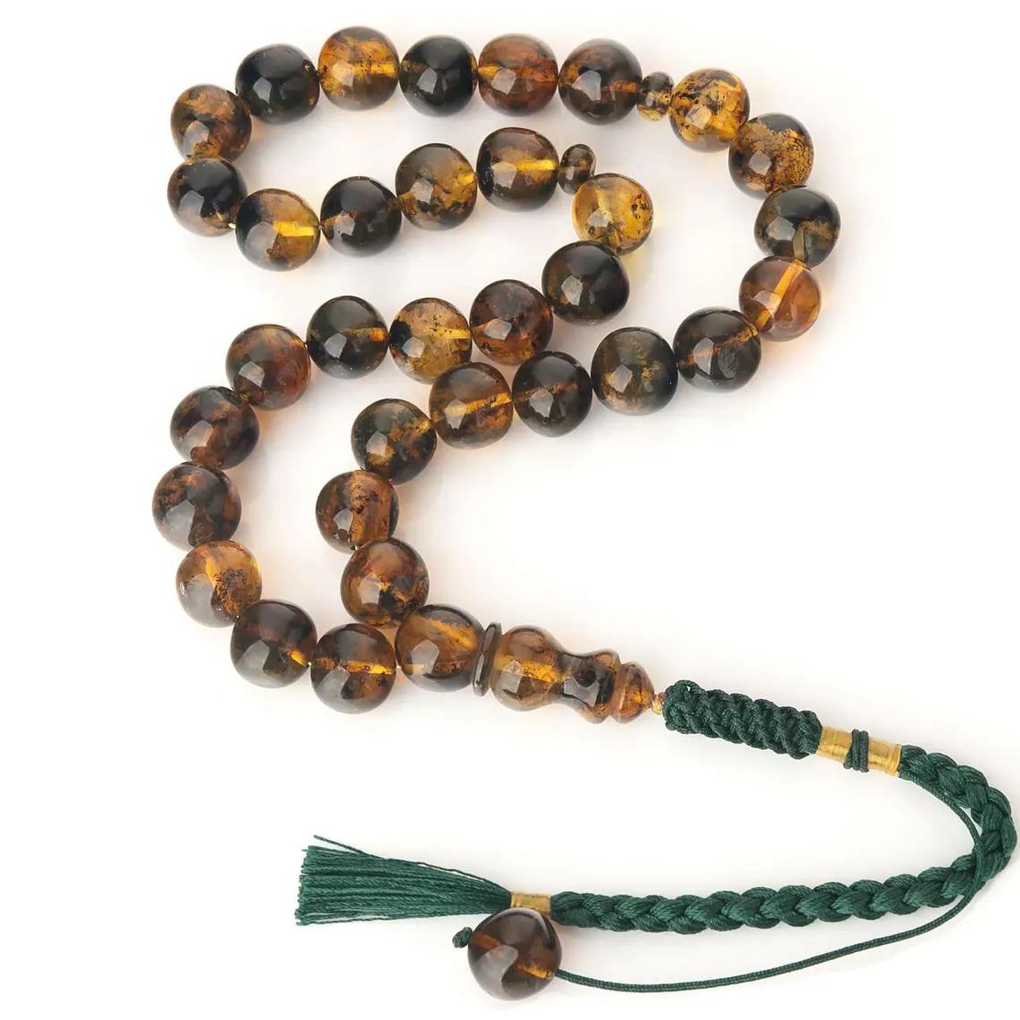 Tasbih z Bursztynu Bałtyckiego 33 Koraliki – Ręcznie Wykonana Misbaha, Muzułmański Różaniec Modlitewny, Naturalny Bursztyn, Luksusowy prezent