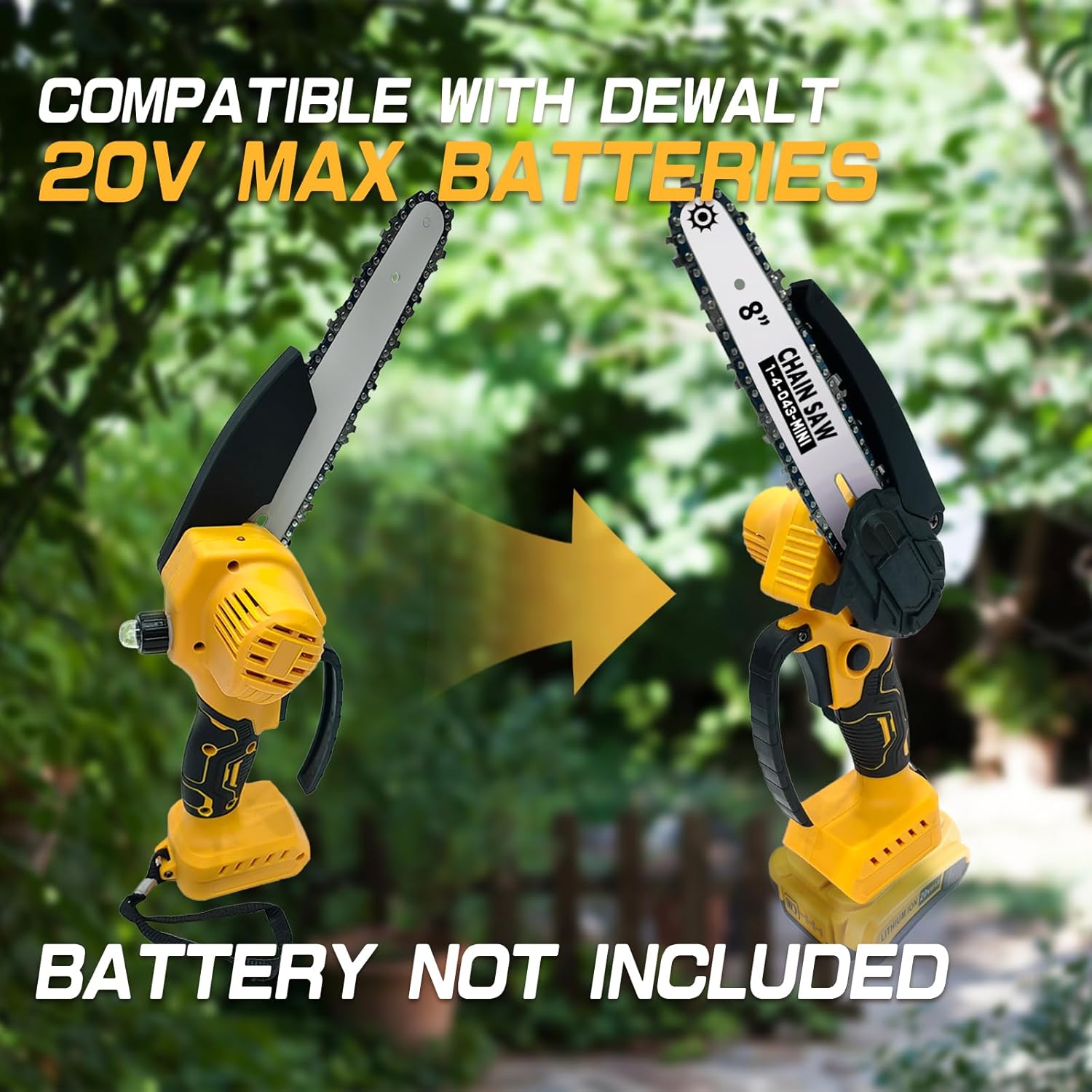 Mini Chainsaw Cordless Compatible for Dewalt Battery 20V MAX, 8 Inch & 6 Inch Cordless Chain Saw, Handheld Electric Power Chain Saw for Wood Cutting, Gifts for Men Dad Husband(Battery Not Include) - Image 7