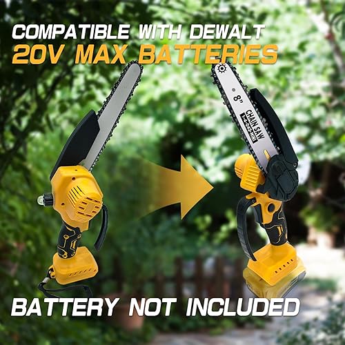 Miniatura 3 de Mini motosierra compatible con batería Dewalt de 20 V máximo, 8 pulgadas y 6 pulgadas, sierra de cadena de mano inalámbrica 2 en 1, sierras de mano