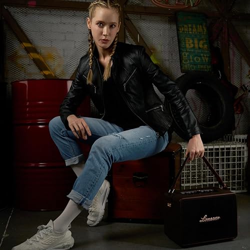 Miniatura 5 de 18000mAh recargable 120W bajo alto retro portátil máquina de karaoke altavoz Bluetooth con 2 micrófonos inalámbricos, entrada de guitarra AUX para