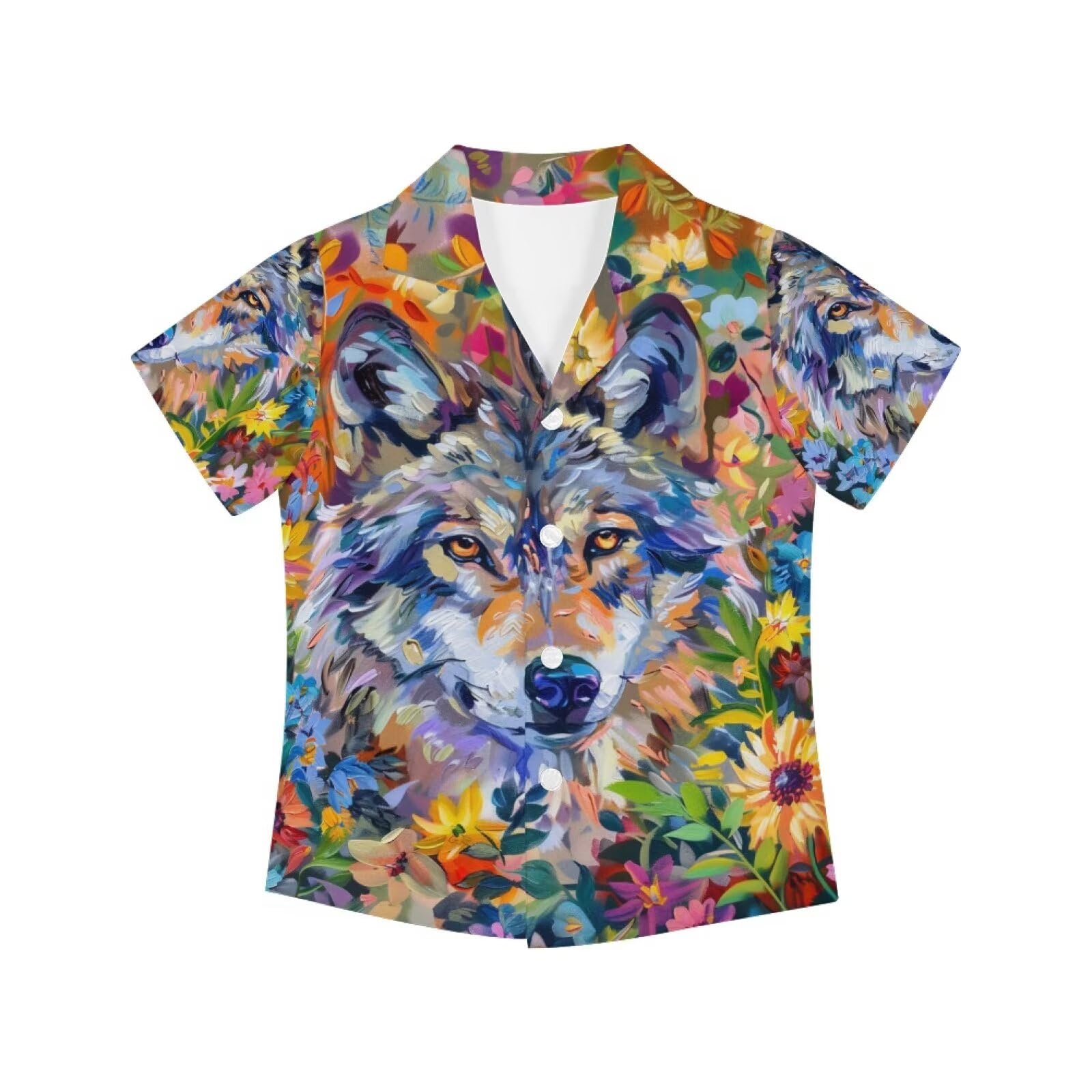 PinUp Angel Funky Casual Hawaiian Shirt Kids Boys Girls Art Oil Painting Animal Pattern Short Sleeve Unisex Beach Shirt